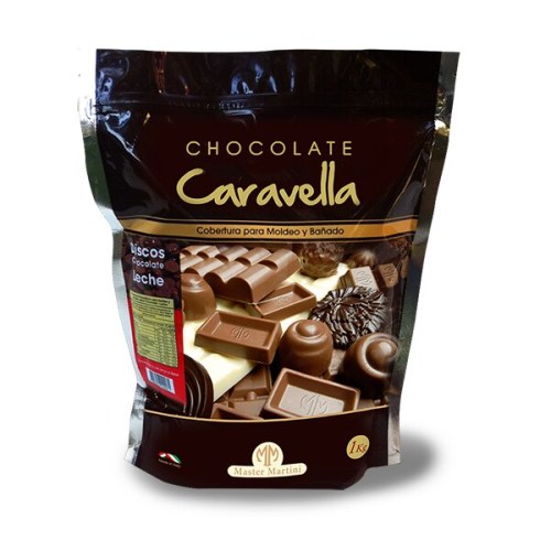 Chocolate Caravella discos chocolate leche 1kg